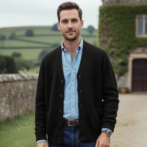 Vintage 90s Haband Textured Knit Cardigan Black Academia Aesthetic